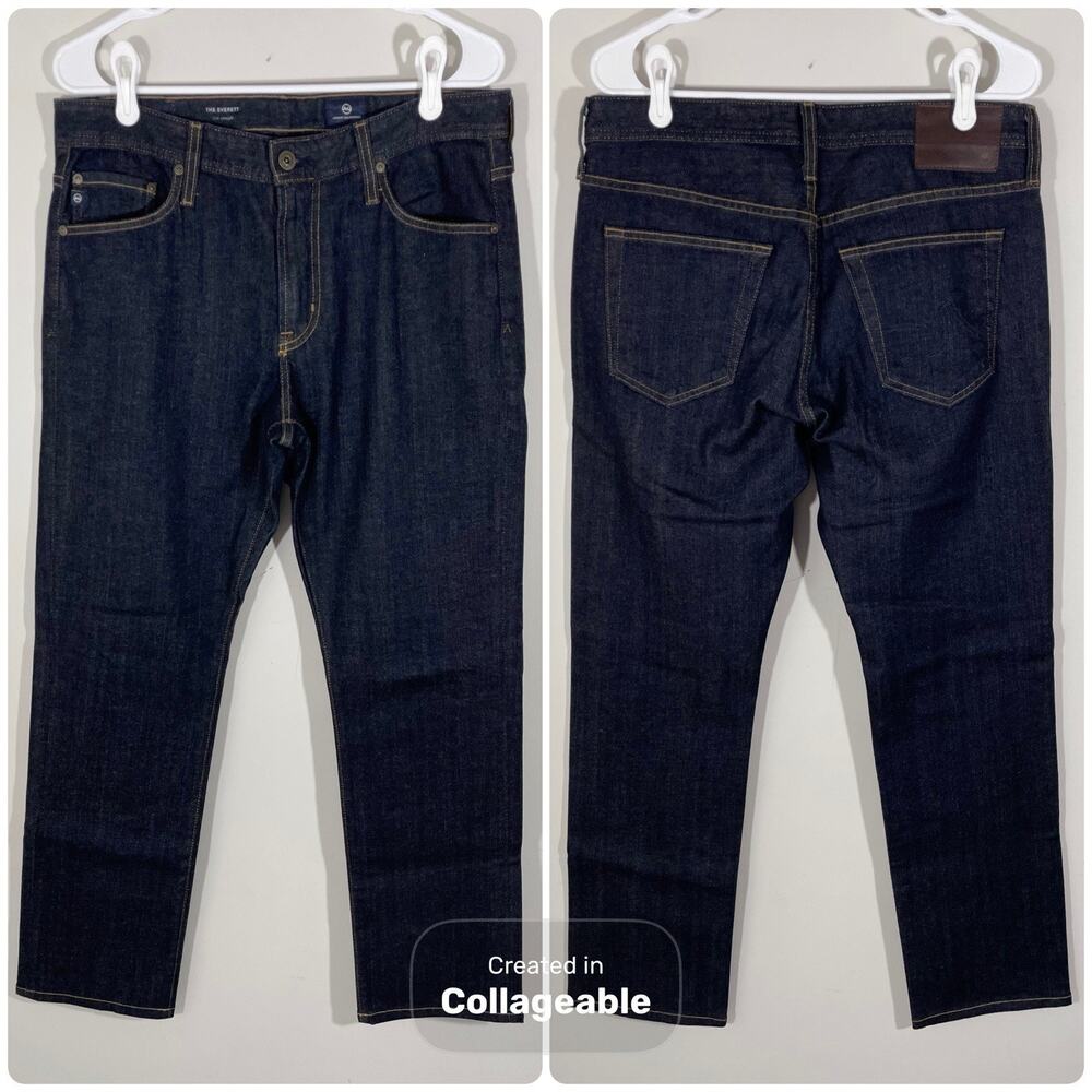 AG Adriano Goldschmied Everett Slim Straight Jeans Mens 32 X 30 Dark Wash Casual